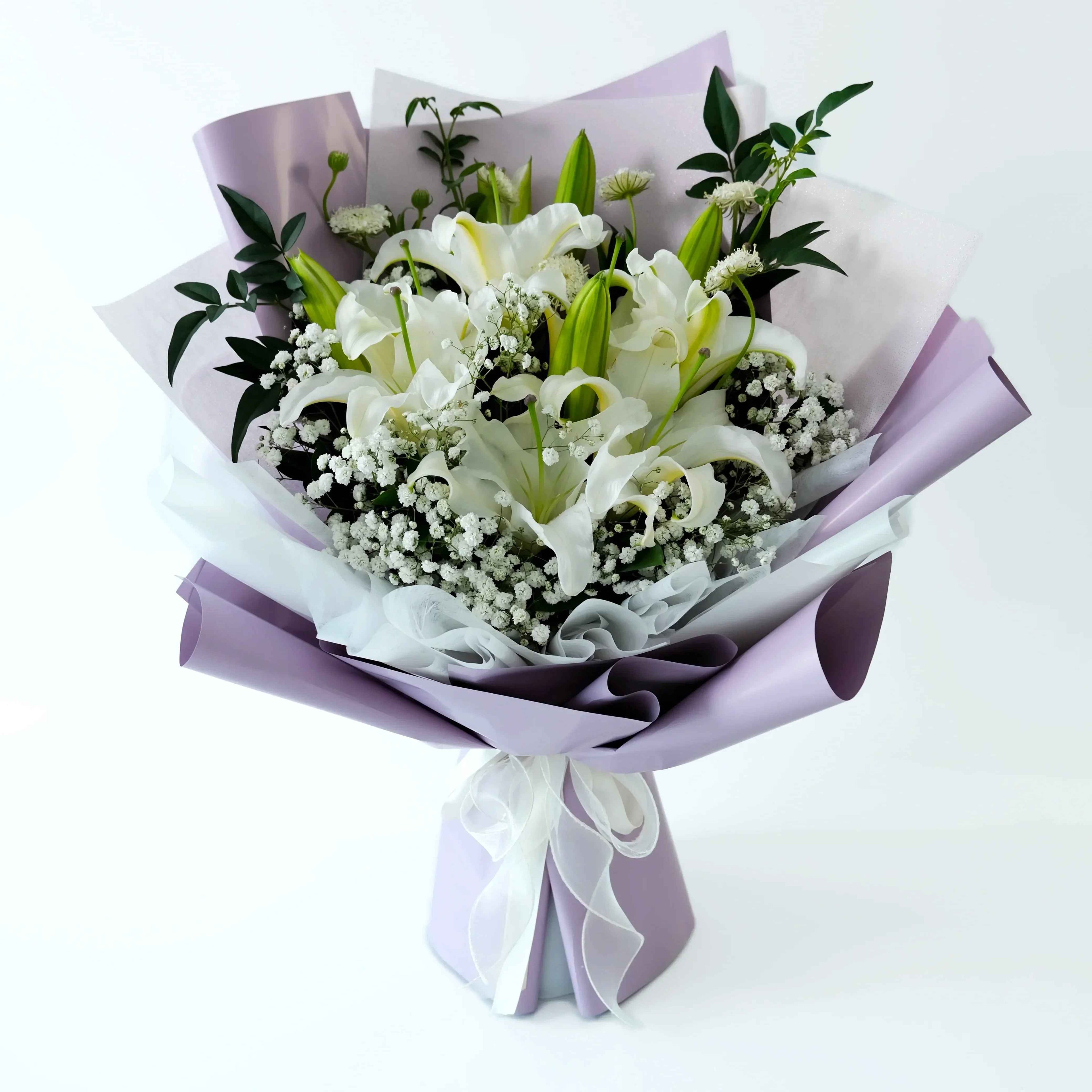 white lily bouquet delivery Cherish Premium White Lily Sympathy Bouquet