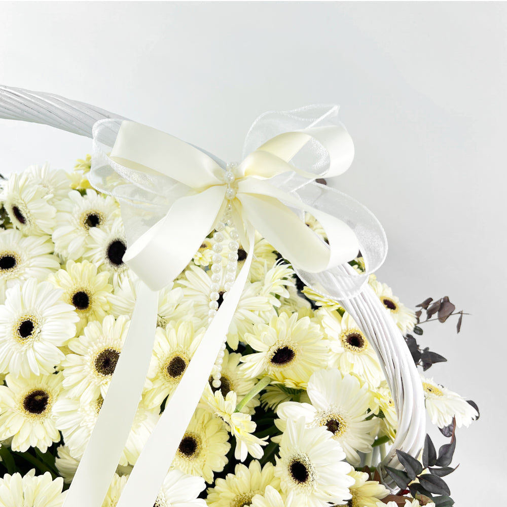 Genevieve White Gerbera Flower Basket Century Flower
